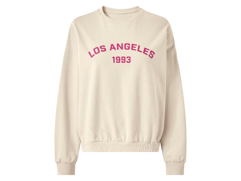Béžová mikina s ružovým nápisom „LOS ANGELES 1993“.