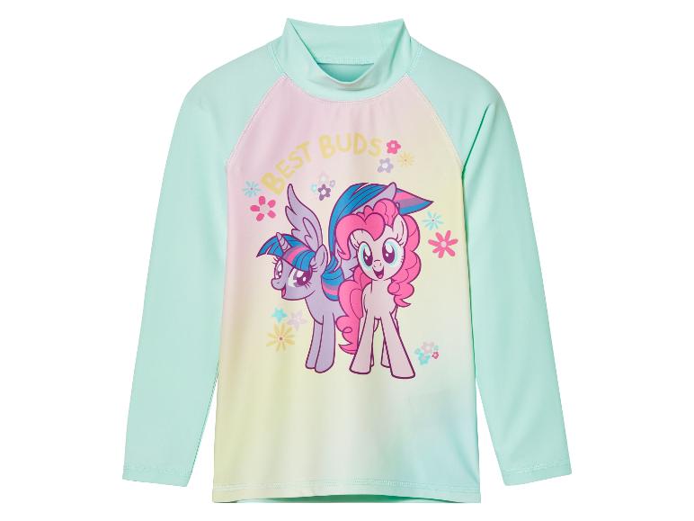Kúpacie tričko My Little Pony: dlhý rukáv, pastelové vzory s Twilight Sparkle a Pinkie Pie.