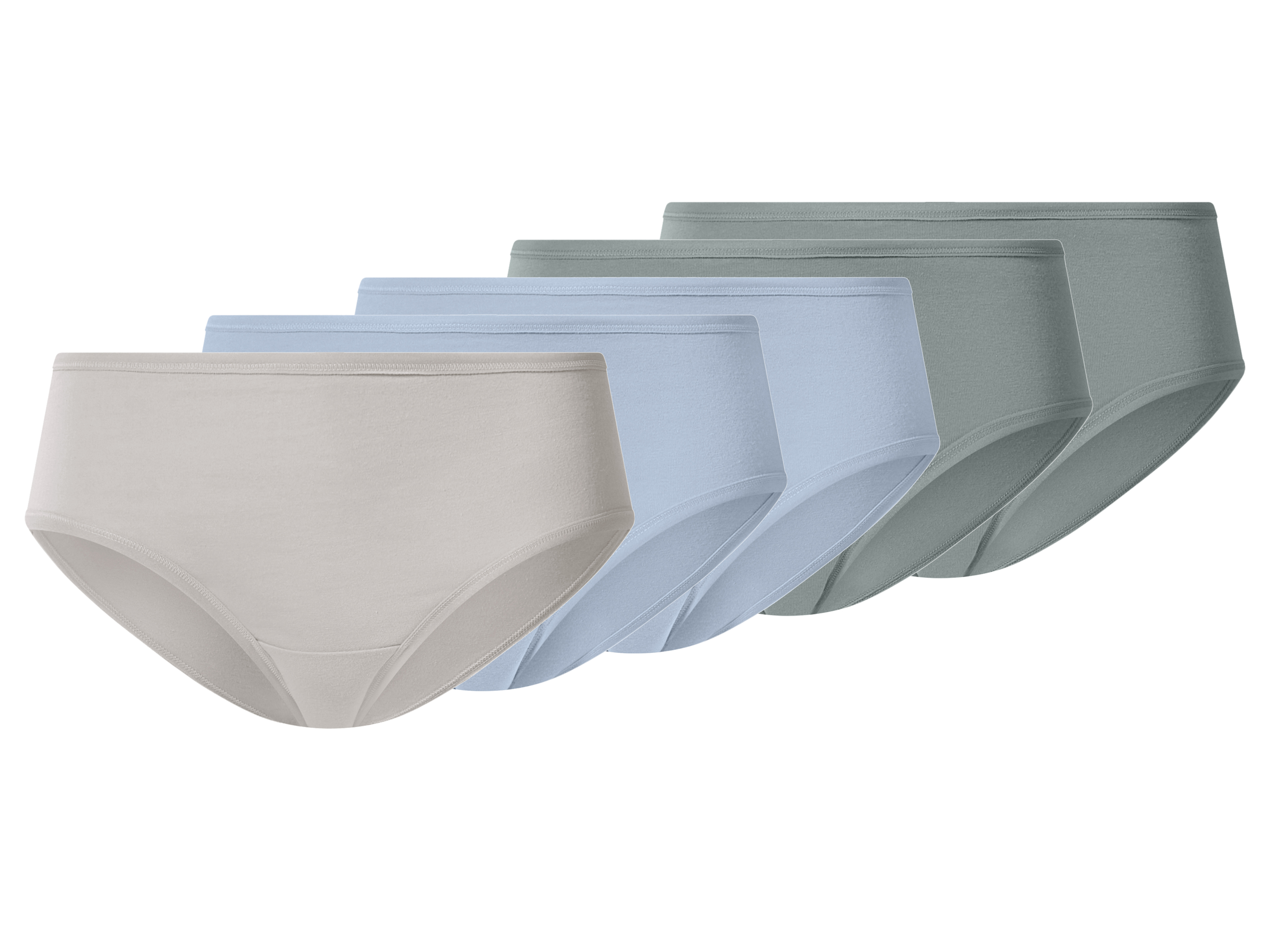 esmara® Dámske bedrové nohavičky, 5 kusov (zelená/modrá/sivá, S (36/38))