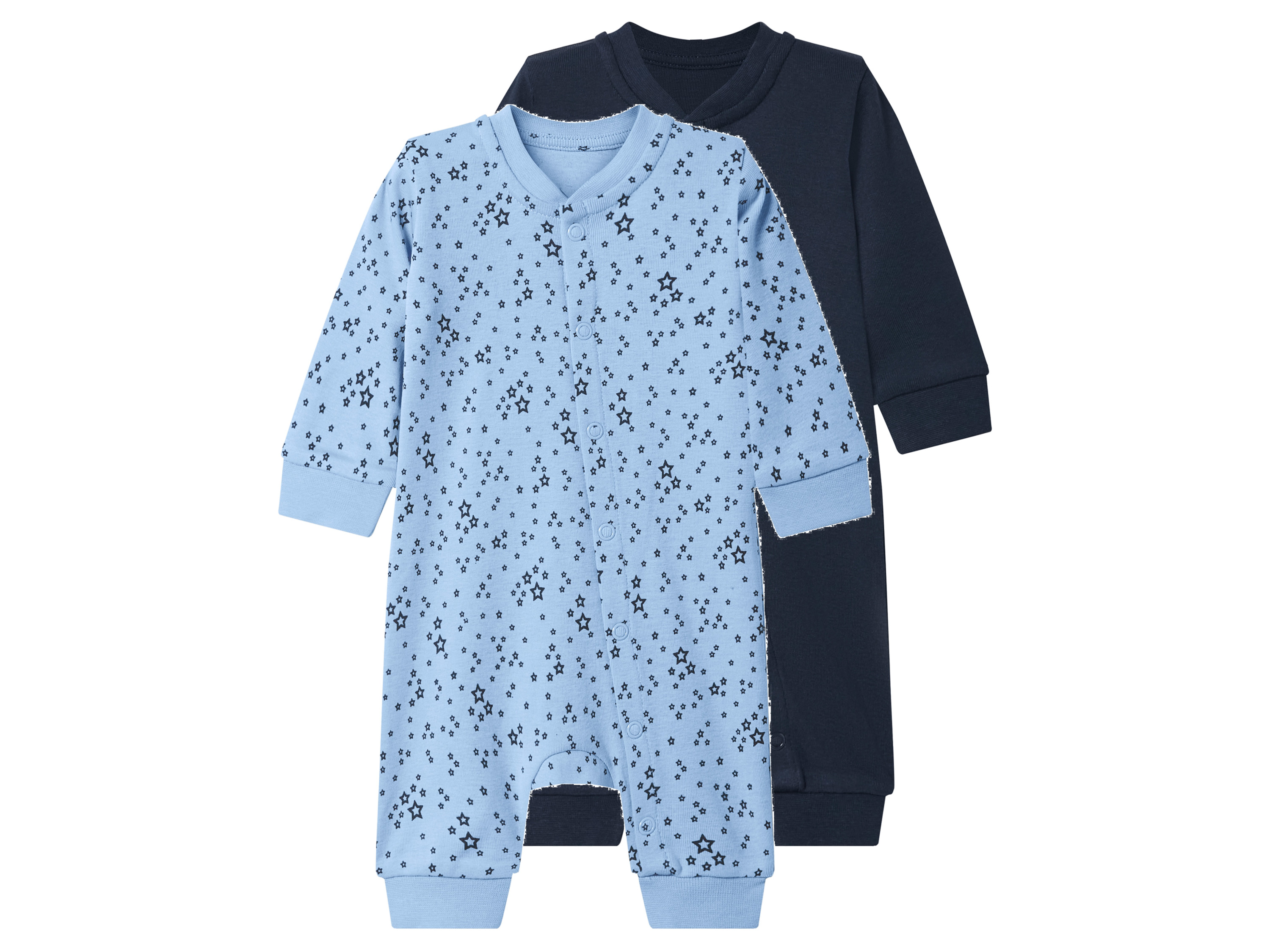 lupilu® Detský overal na spanie pre bábätká, 2 kusy (navy modrá/modrá, 50/56)