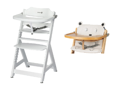 Safety 1st Detská jedálenská stolička Toto, biela + Vankúš na detskú stoličku Toto, medvedík