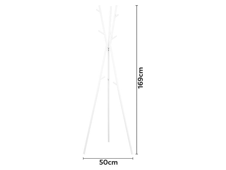 Biely vešiak na oblečenie s rozmermi 169 cm (výška) x 50 cm (šírka).