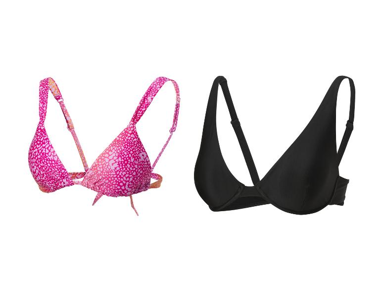 Trojuholníkové a bandeau bikiny, ružový leopardí vzor a jednofarebné čierne.