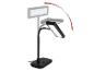 Čierna LED stolová lampa s flexibilným ramenom a nastaviteľnou hlavou, zobrazujúca pohyb.