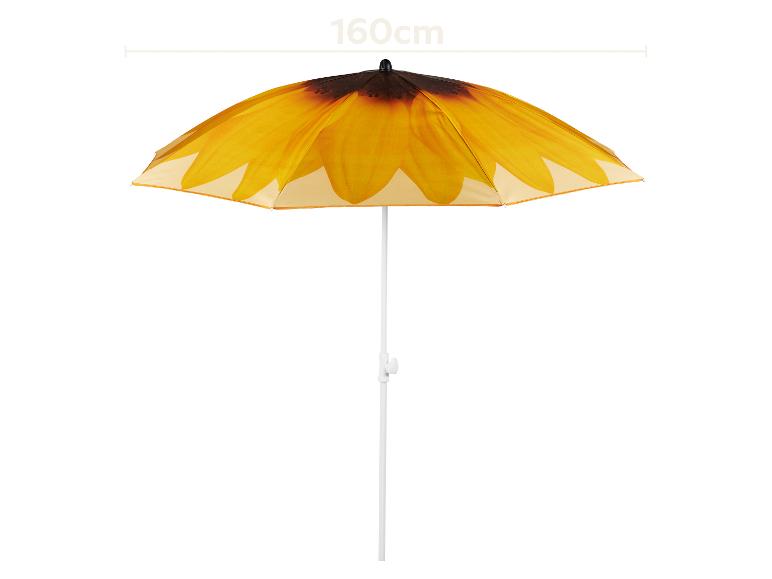 Plážový slnečník s dizajnom slnečnice, šírka 160 cm.