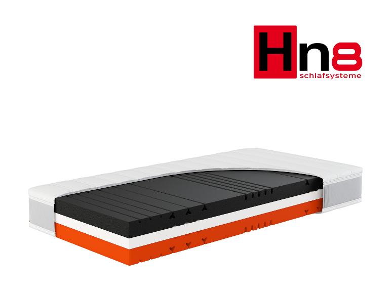 Matrac Hn8 Schlafsysteme s viditeľnými vrstvami a logom.