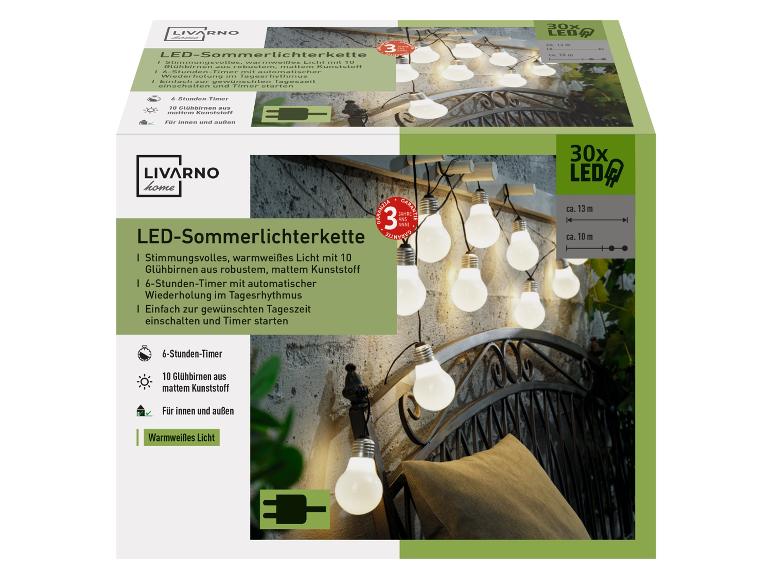 LIVARNO home LED letná svetelná reťaz s 10 žiarovkami, 6-hodinovým časovačom a teplým bielym svetlom