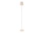 Minimalistická stojacia lampa béžovej farby.