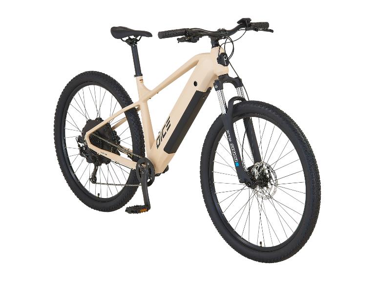 Béžový elektrický horský bicykel Dice.