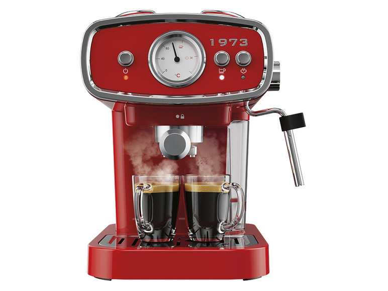 SILVERCREST® KITCHEN TOOLS Espresso kávovar Retro 1973 SEML 1050 A1, červený