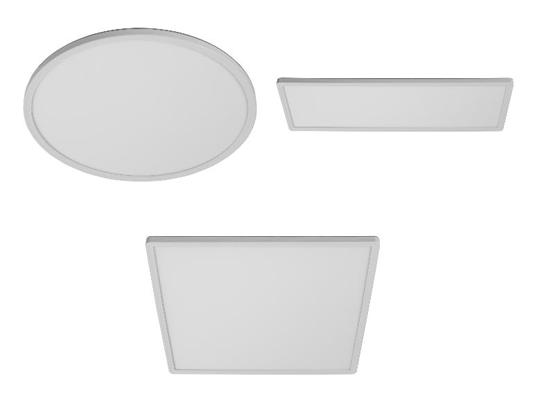 Biele okrúhle, obdĺžnikové a štvorcové LED svetelné panely.