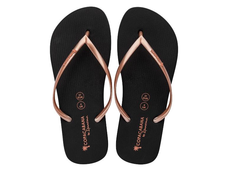 Čierne žabky s remienkami vo farbe ružového zlata, veľkosť 37 EUR / 4 UK