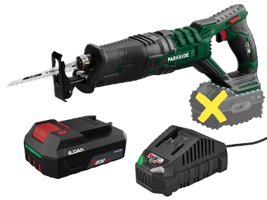 PARKSIDE® Aku chvostová píla 20 V PSSA 20-Li B2 + Akumulátor 20 V/2 Ah + Nabíjačka 20 V/2,4 A