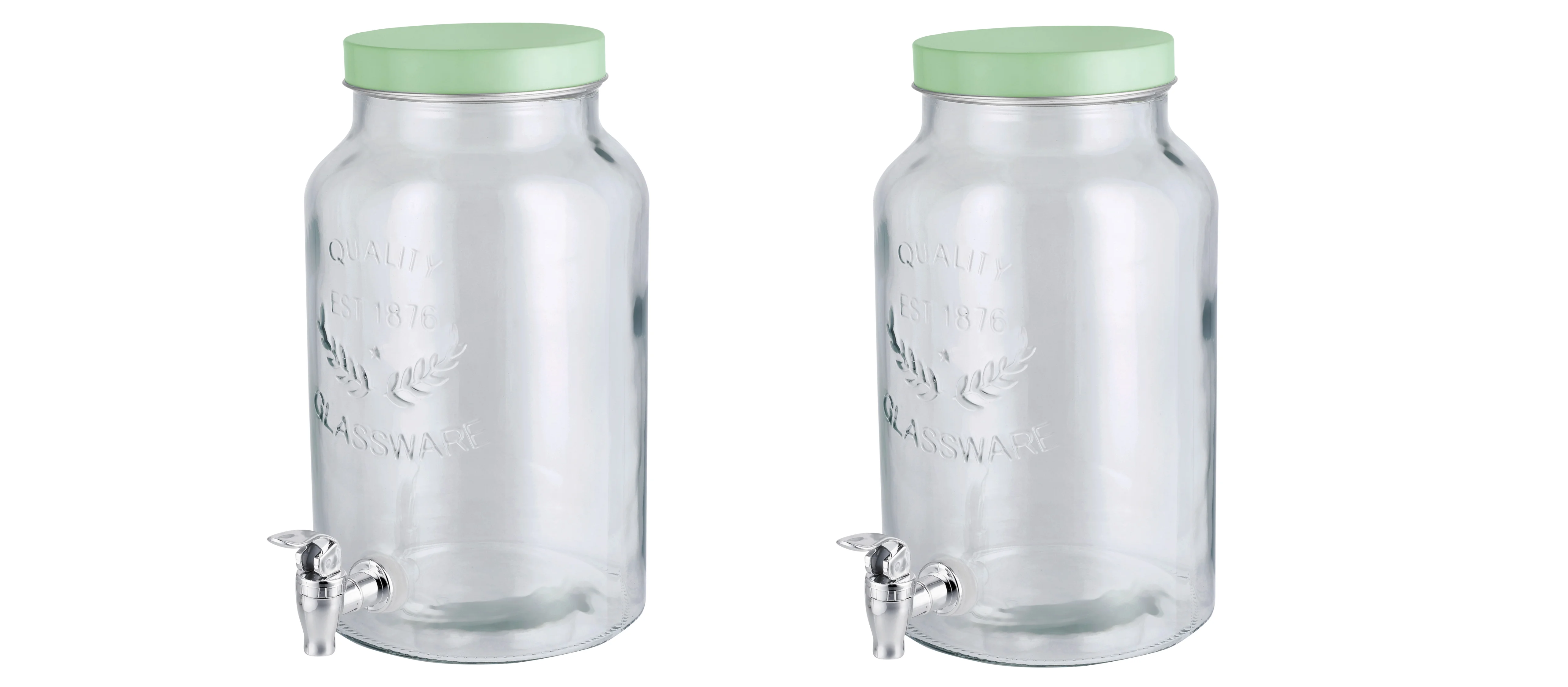 SILVERCREST® Sklenený zásobník na nápoje, zelený, 2 kusy