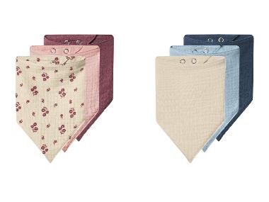 lupilu® Trojuholníková mušelínová šatka pre bábätká, 3 kusy