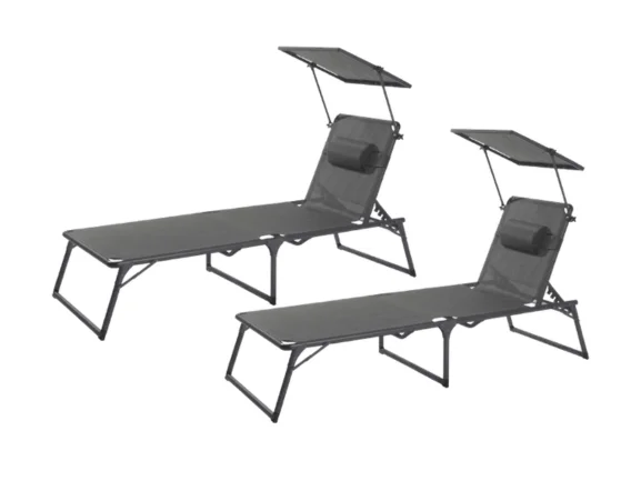 LIVARNO® Hliníkové ležadlo so strieškou Houston, 2 kusy