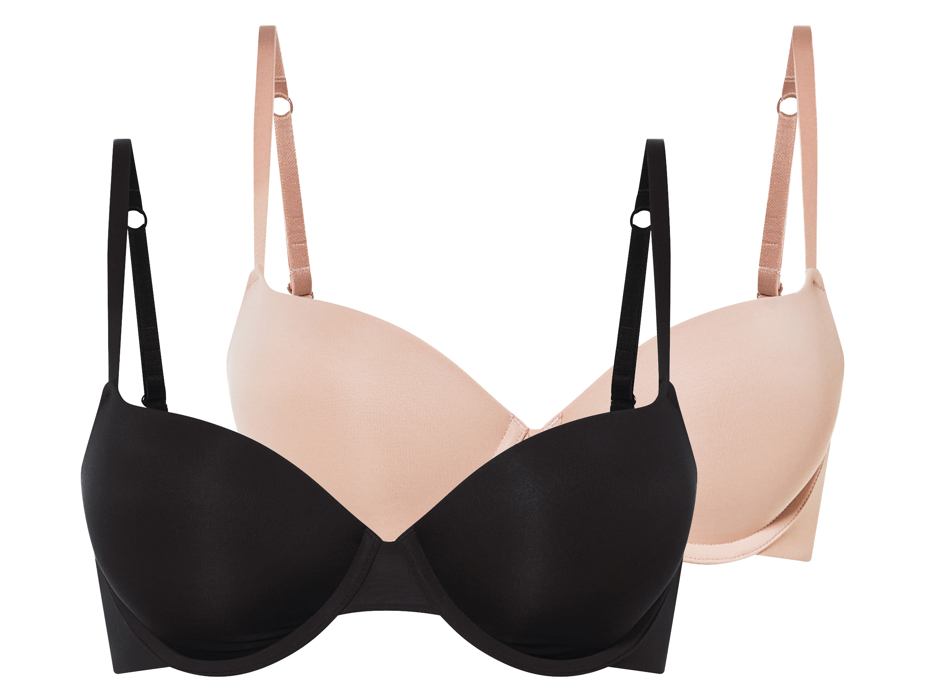 esmara® Dámska push-up podprsenka, 2 kusy (čierna/béžová, 85D)