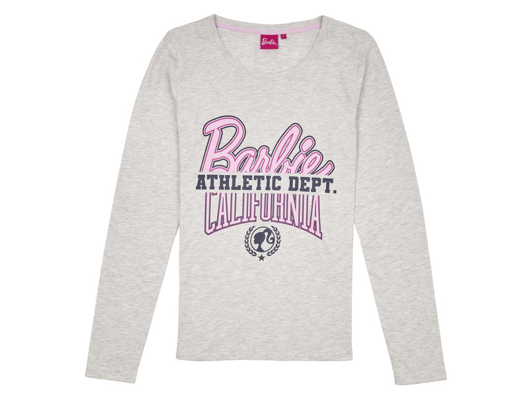 Sivý dlhý rukáv s potlačou Barbie.