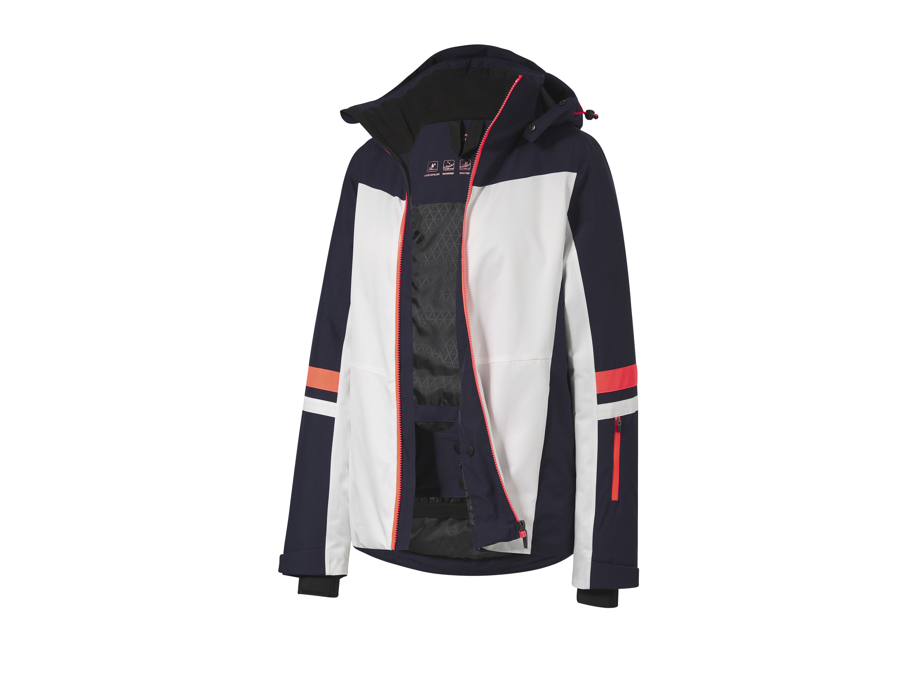 CRIVIT Dámska lyžiarska bunda (biela/navy modrá/koralová, XS (32/34))