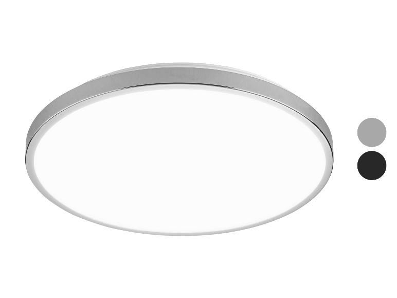 Okrúhle LED stropné svietidlo so strieborným kovovým rámom a dvoma sivými a čiernymi farebnými kruhmi.