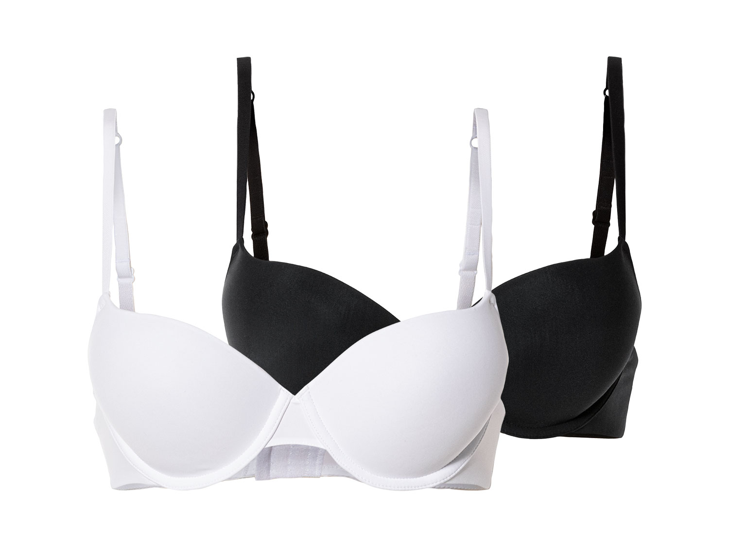 esmara® Dámska push-up podprsenka, 2 kusy (80B, čierna/biela)