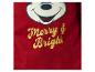 Červený top s potlačou Mickey Mouse a zlatým nápisom „Merry & Bright“.
