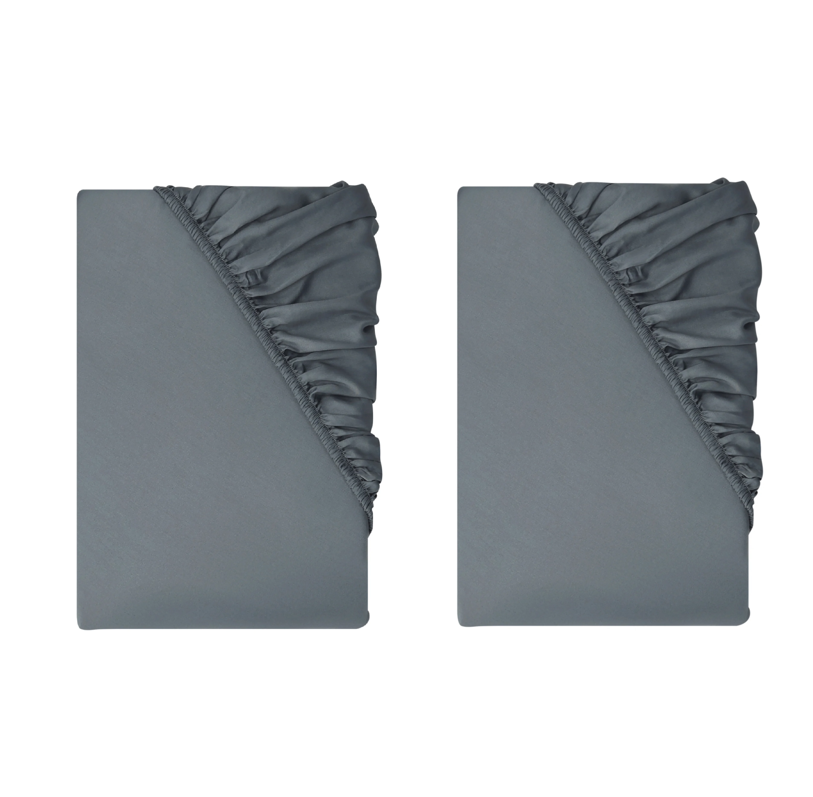 LIVARNO® Napínacia plachta z bavlneného saténu, 90 – 100 x 200 cm, tmavosivá, 2 kusy