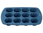 Modrá silikónová forma na muffiny s 12 otvormi.