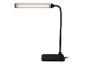 Čierna LED stolná lampa s flexibilným ramenom a obdĺžnikovou základňou