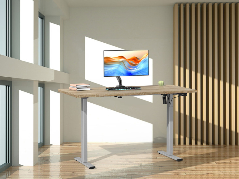 VCM Výškovo nastaviteľný písací stôl E-Lona (dub sonoma/strieborná, 160 x 80 cm)