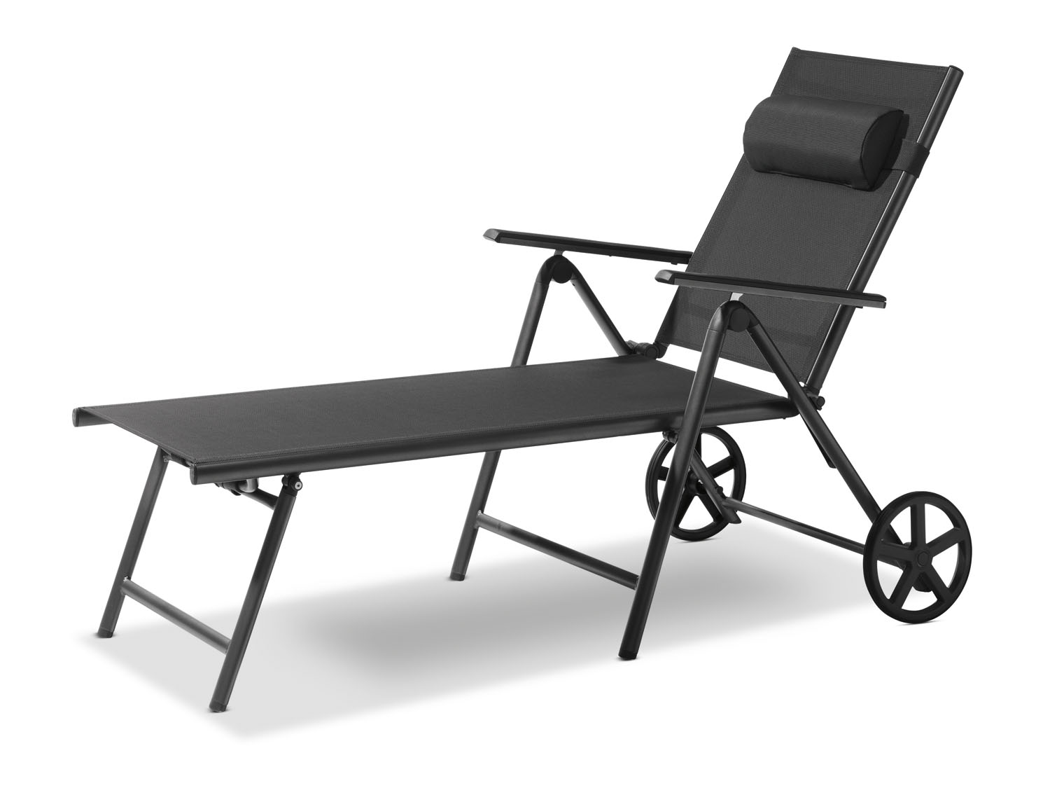 E-shop LIVARNO home Hliníkové ležadlo s kolieskami Houston, čierna/antracitová