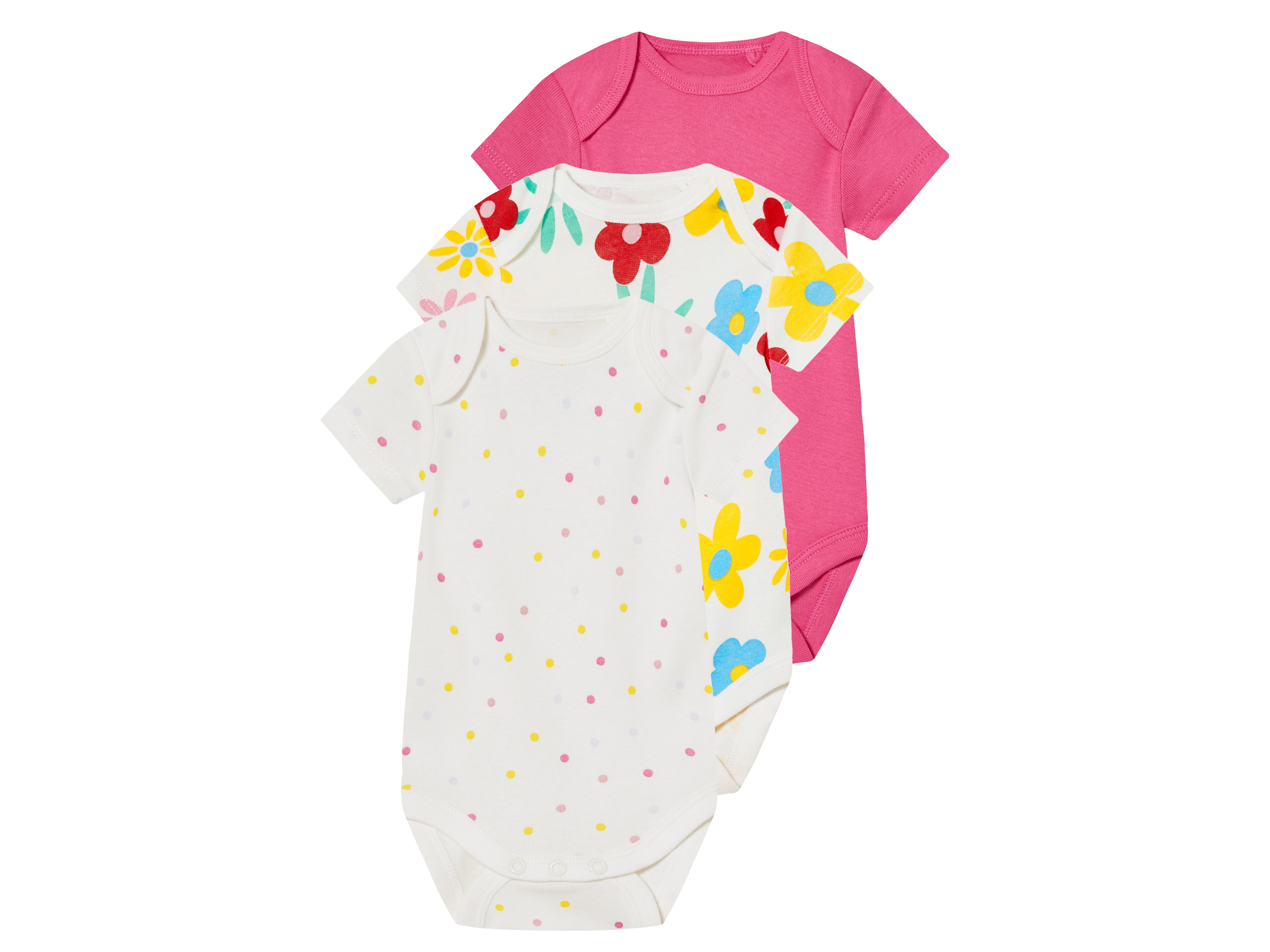 lupilu® Dievčenské body pre bábätká, 3 kusy (bodky/biela/ružová, 62/68)