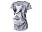 Tehotenské a dojčiace tričko s čiernobielymi pruhmi, krátkymi rukávmi a riasenými bokmi