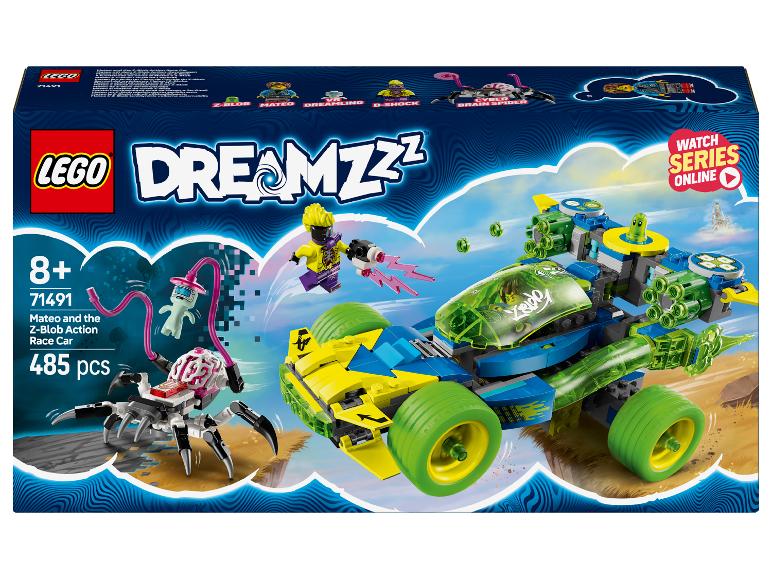 Súprava LEGO DREAMZzz s akčným pretekárskym autom Mateo a Z-Blob, 485 dielikov.
