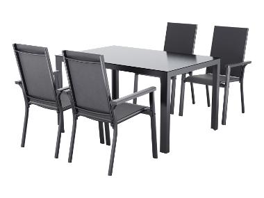 LIVARNO home Hliníkový záhradný stôl Houston/Toronto + Hliníková stohovateľná stolička Houston, 4 kusy