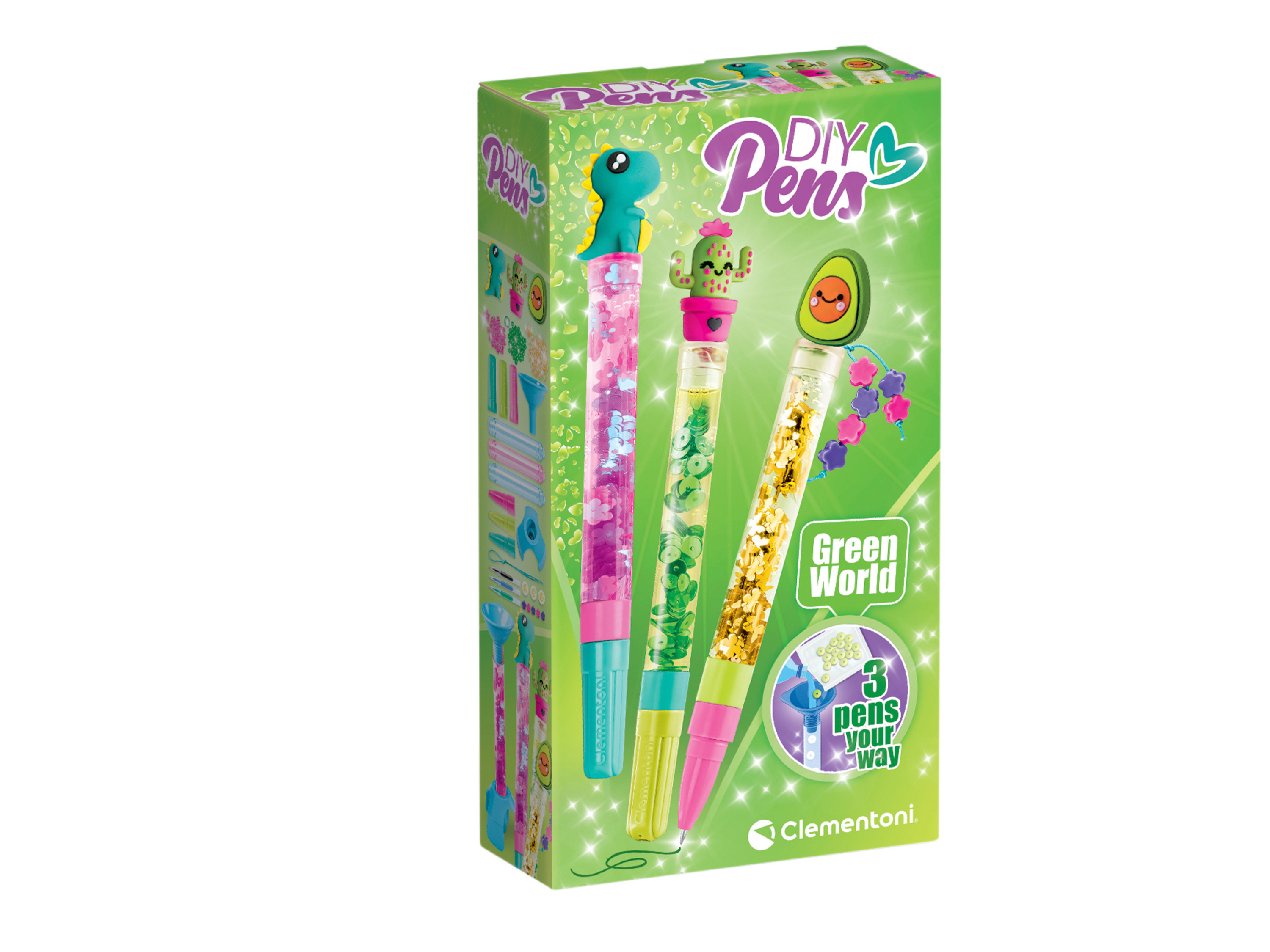 CLEMENTONI Kreatívna súprava na vytvorenie personalizovaných pier/zvýrazňovačov (perá Green World)