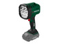 Zelená pracovná lampa Parkside so šiestimi LED diódami a batériou X20V.