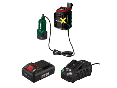 PARKSIDE® Aku čerpadlo na dažďovú vodu 20 V PRPA 20-Li B3 + Smart akumulátor 20 V/4 Ah + Rýchlonabíjačka akumulátora 20 V/4,5 A