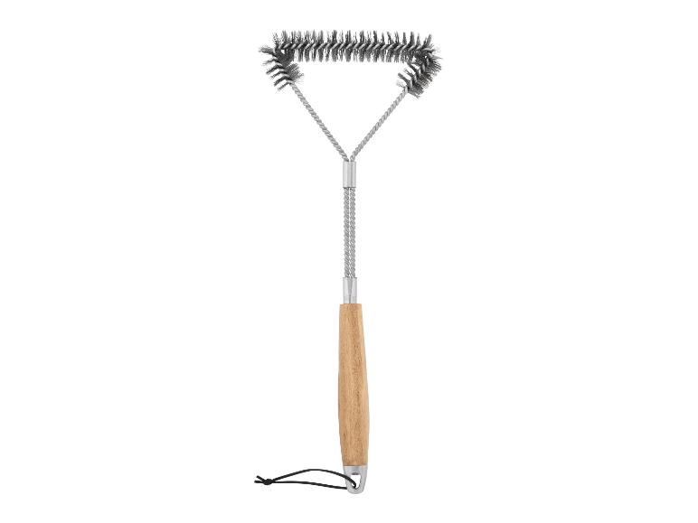 Kefa na čistenie grilu s drevenou rukoväťou.