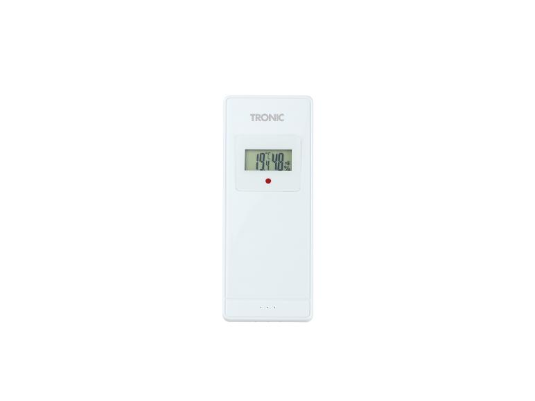 Biely digitálny teplomer a vlhkomer s displejom zobrazujúcim 19.4°C a 48% vlhkosti.