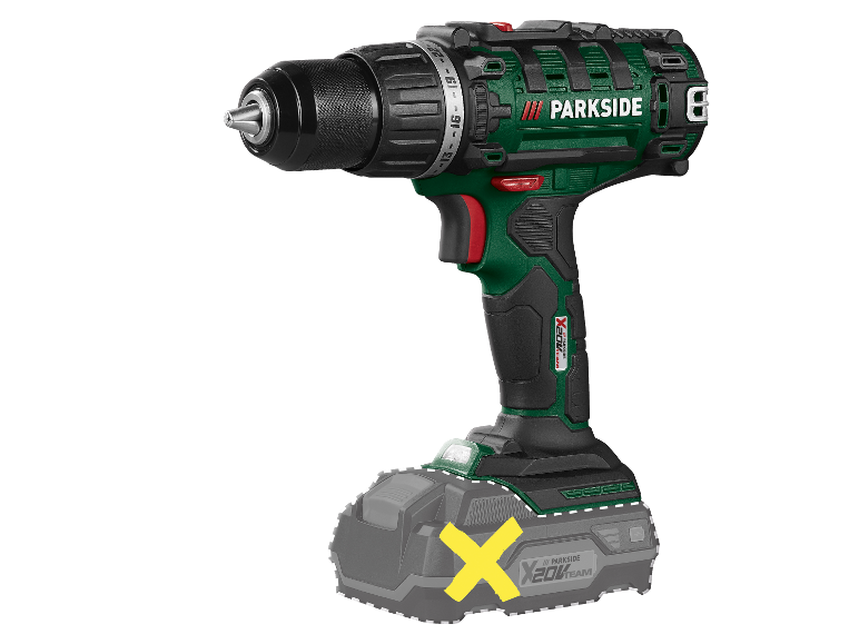 Parkside X20V Team akumulátorový vŕtací skrutkovač s batériou.
