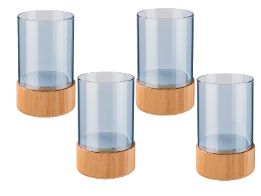 Sklenený svietnik, modrá, 4 kusy