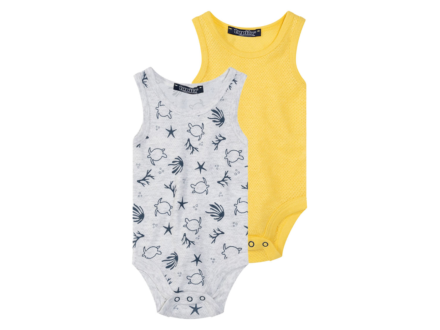 lupilu® Chlapčenské body pre bábätká, 2 kusy (žltá/sivá, 50/56)