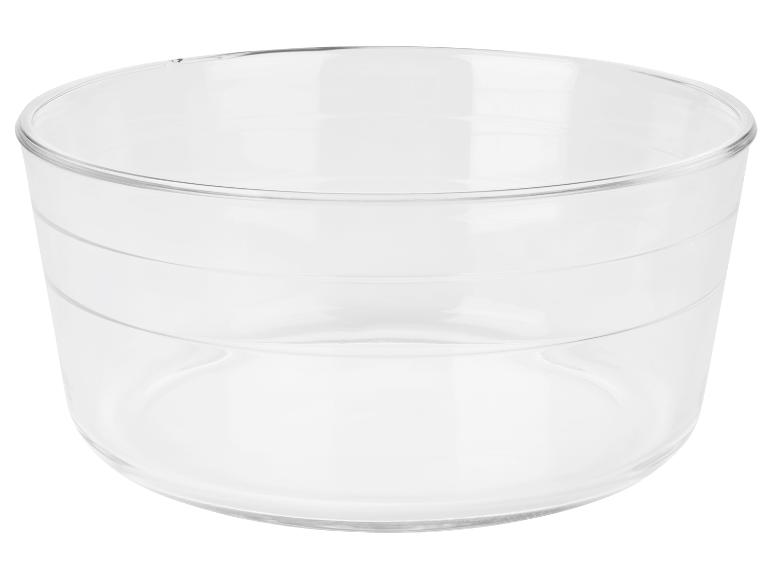 Priehľadná sklenená misa do kuchyne.