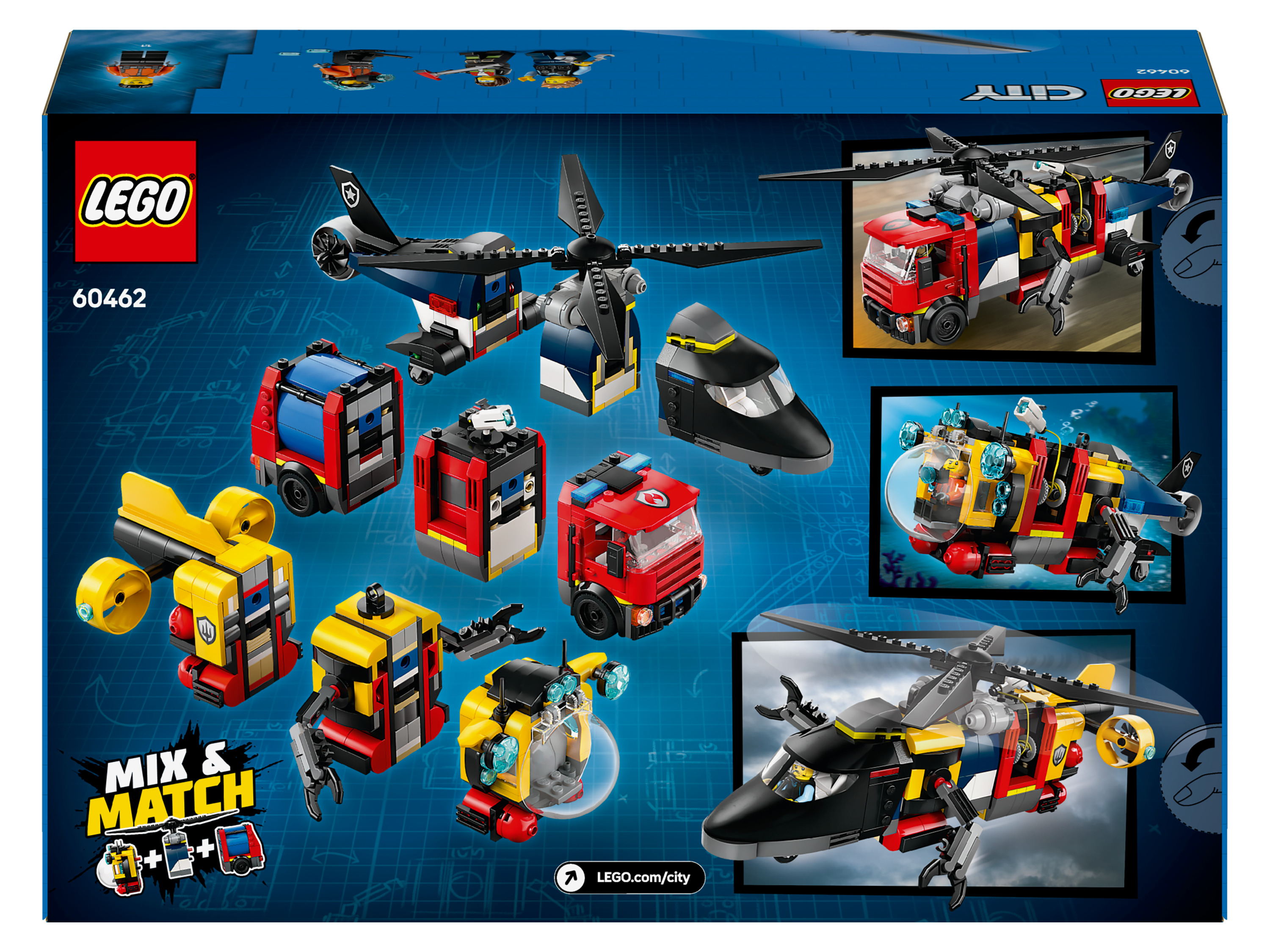LEGO® City 60462 Remix: Helikoptéra, hasičské auto a ponorka