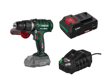 PARKSIDE® Aku príklepový vŕtací skrutkovač PSBSA 20-Li E4 + Rýchlonabíjačka akumulátora 20 V/4,5 A + Smart akumulátor 20 V/4 Ah