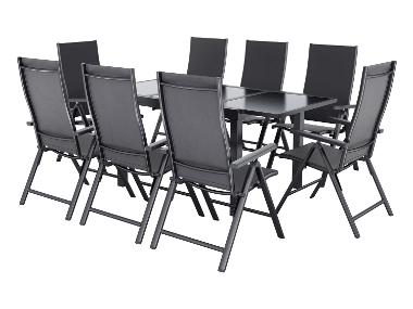 LIVARNO home Hliníkový rozkladací záhradný stôl Houston/Toronto + Hliníkové kreslo Houston, 8 kusov