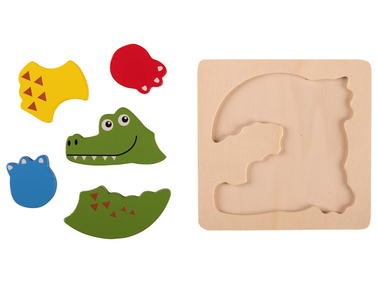 Playtive Drevené puzzle (krokodíl)
