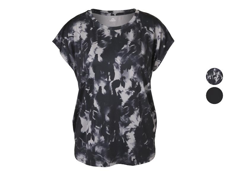 Dámske športové tričko s čierno-bielym tie-dye vzorom, s možnosťami jednofarebného prevedenia.