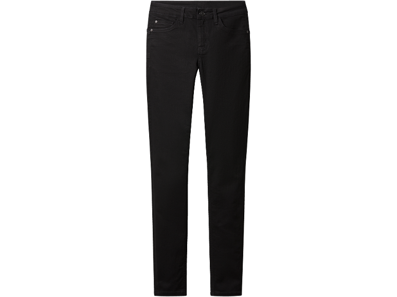 Čierne slim-fit džínsy s prednými vreckami a zapínaním na gombík.